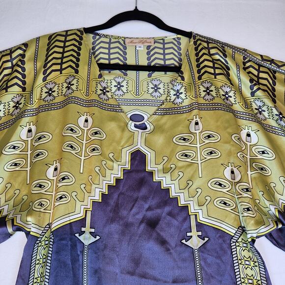 Mara Hoffman Y2K Silk Dress Shift Kimono Mini Short Art Deco Designer Womens M - Picture 13 of 16